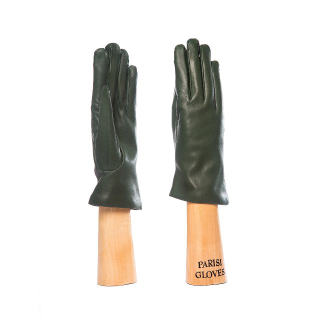 leather gloves with cashmere lining for her forest green