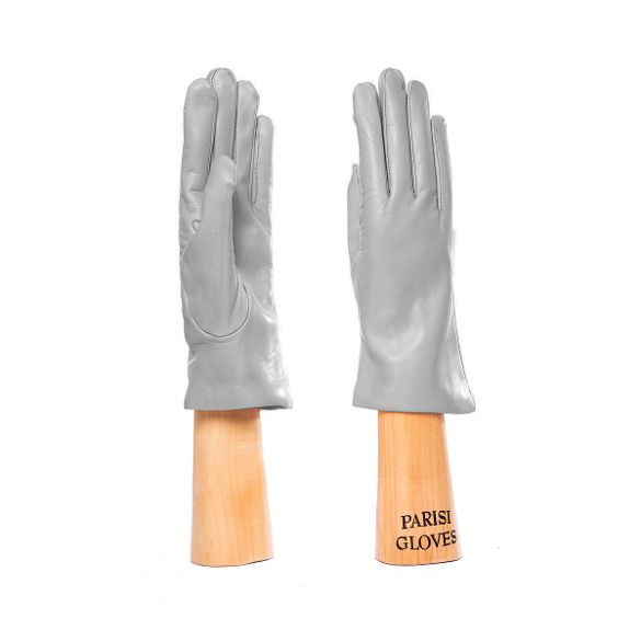 leather gloves with cashmere lining for her pearl grey