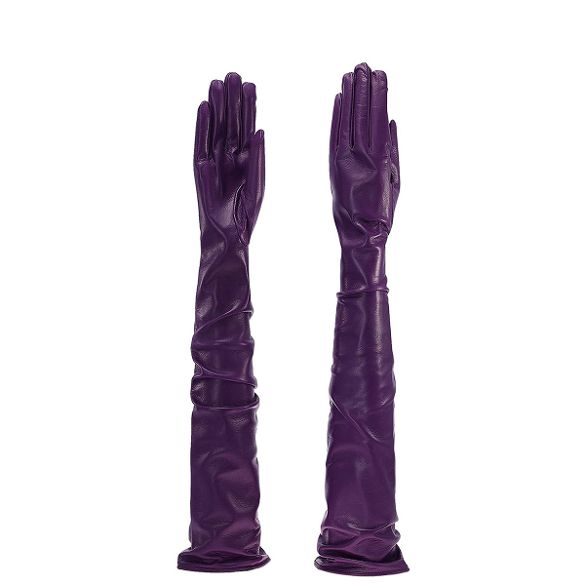 women's long opera leather gloves liliac