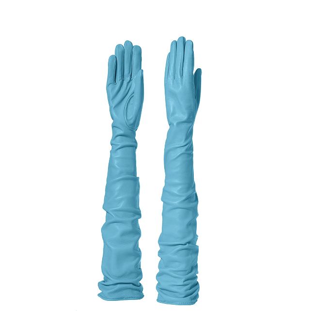 opera leather gloves pastel light blue