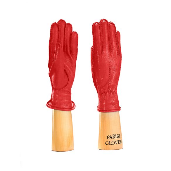 women's deerskin gloves red