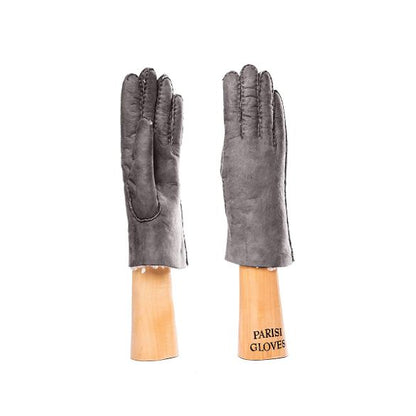 women's sheepskin gloves grey