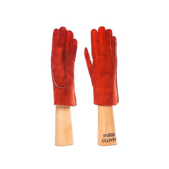 women's sheepskin gloves red